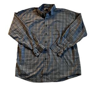 L.L. Bean Men's Wrinkle Resistant Button-Down Shirt - Size L - Blue Plaid